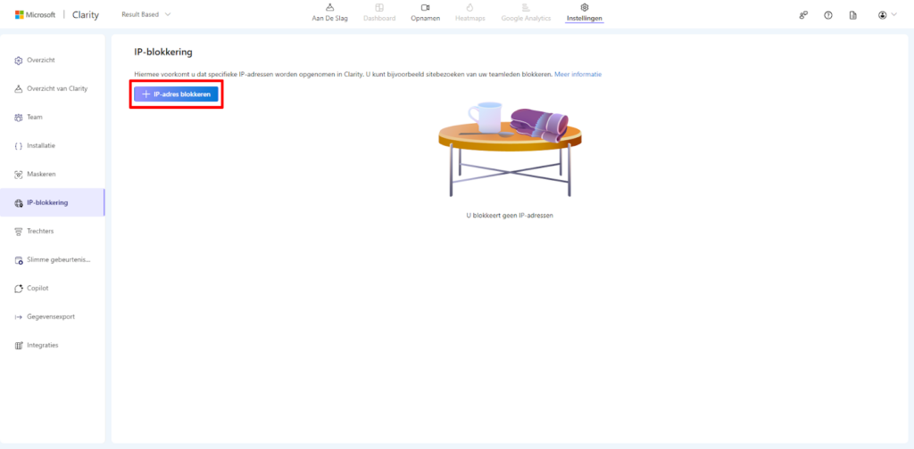 IP-adressen uitsluiten in Microsoft Clarity