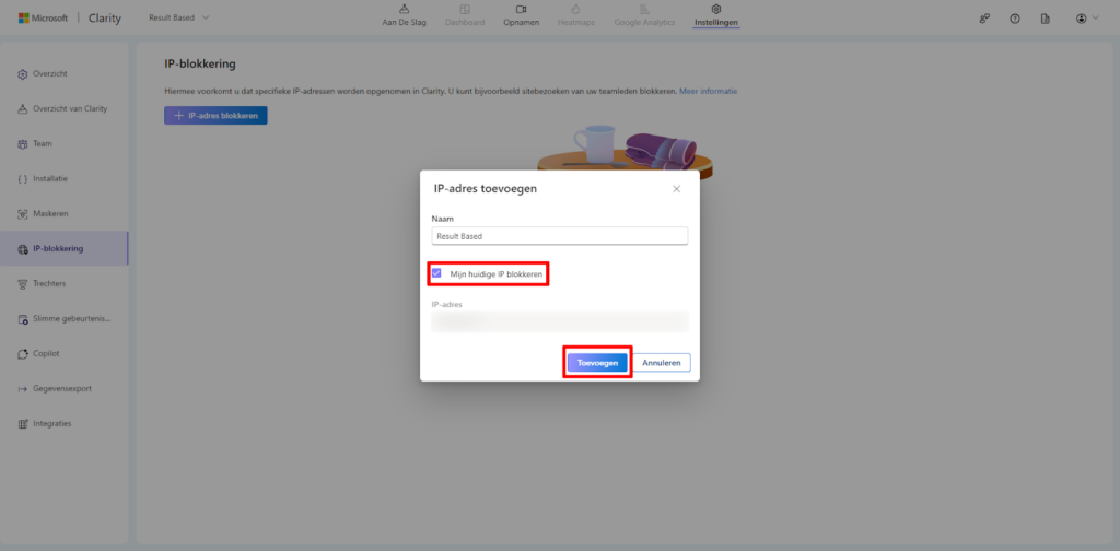 IP-adressen uitsluiten in Microsoft Clarity